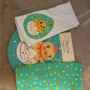 Johanna Parker Easter Chick Kitchen Towel Set and placemats